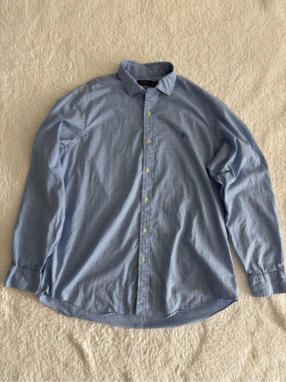 Polo Ralph Lauren Men’s XXL Classic Fit Blue Gingham Check Button Shirt
